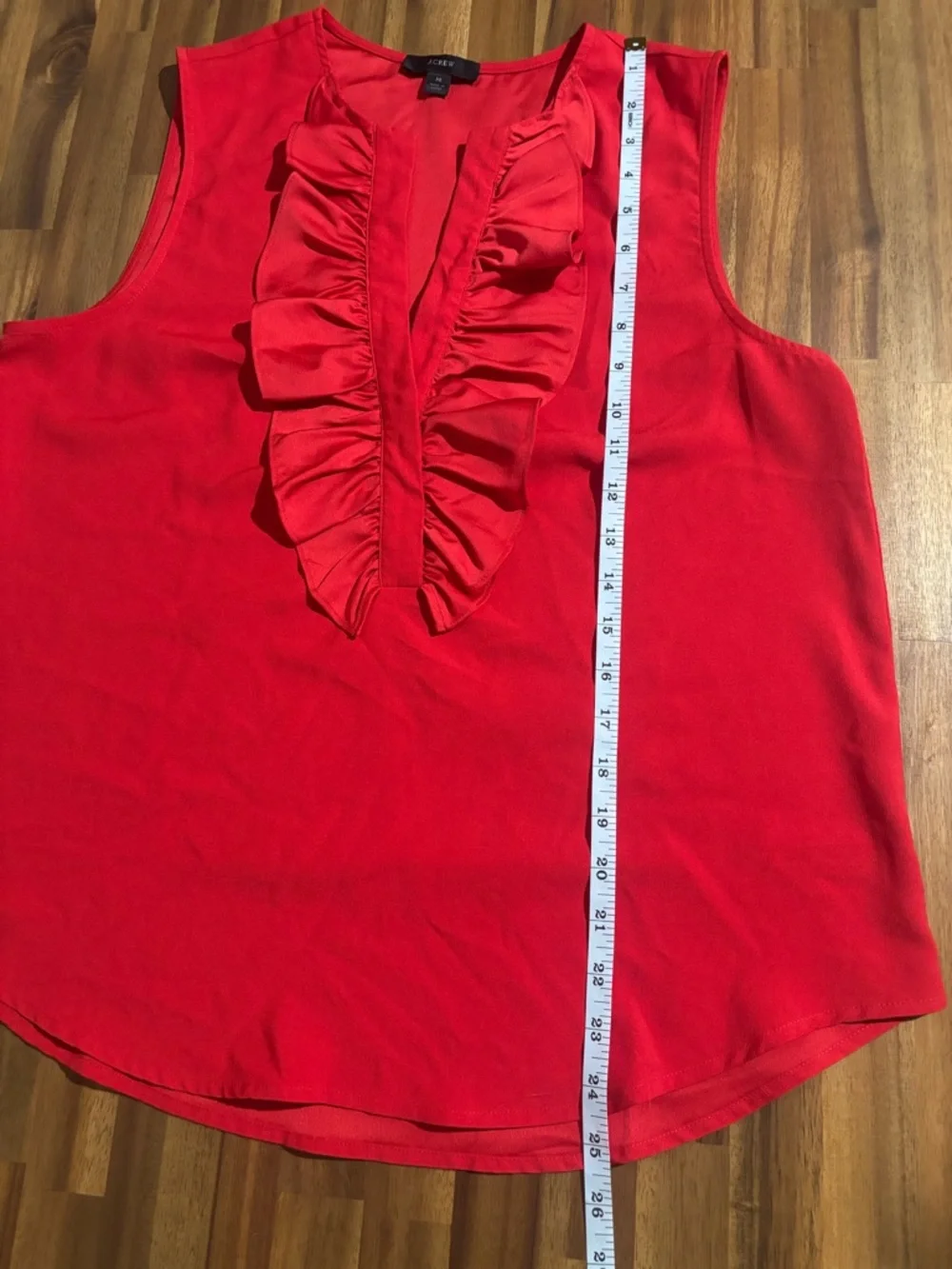J.Crew Sleeveless Red V-Neck Ruffle Blouse Shell Top Medium - Picture 8 of 9
